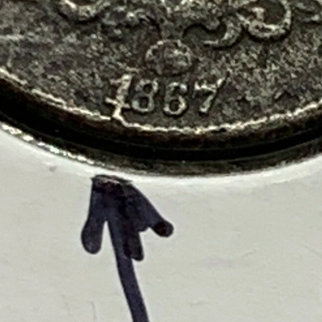 1867 SHIELD NICKEL WITH CUD ERROR ON "1" - Image 3 of 4