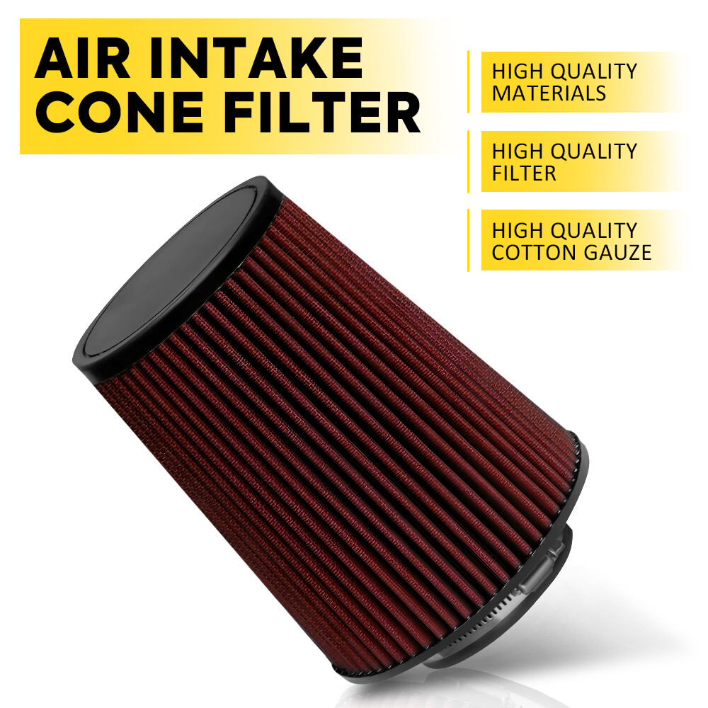 4 inch Truck Red Long Performance High Flow Cold Air Cone Intake Dry Filter NEW