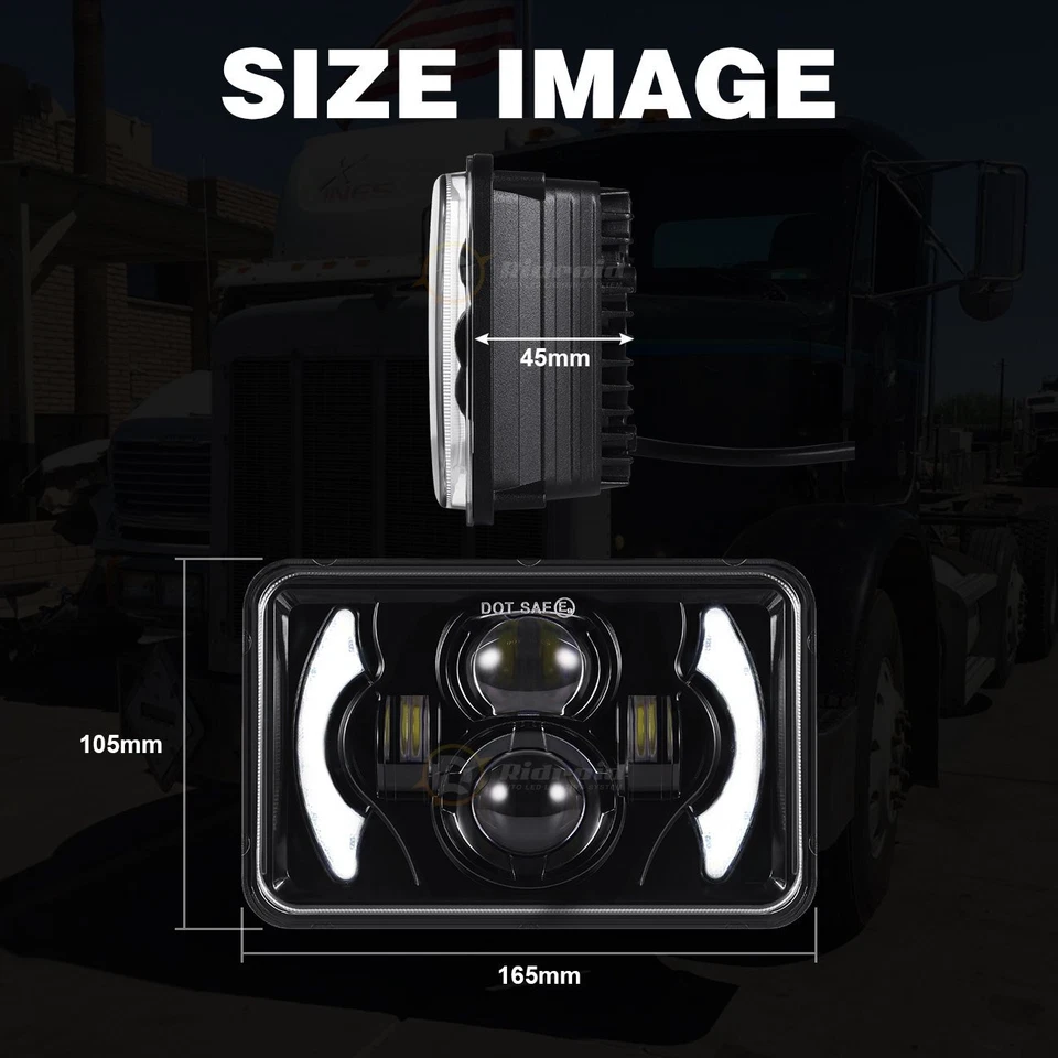 Faro LED halo DRL para motocicleta de 4x6 pulgadas para Honda XR250 XR250L XR650L XR650R Foto 2 de 4