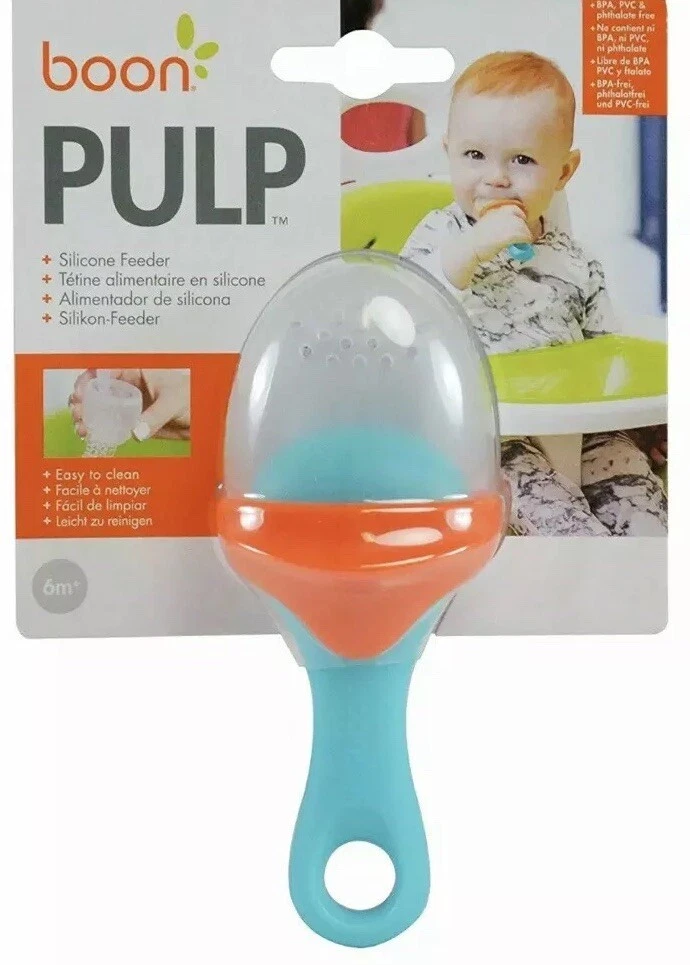 Boon Pulp Silicone Feeder with cover baby mushed food feeding baby