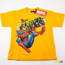Vintage Mad Engine Marvel Comics Hero Spider Man Gold T-Shirt Kids 7 Large Rare