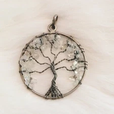 Tree of Life Pendant Silver Tone Metal Wire Work Boho Witchy Healing 9315