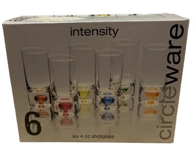 Circleware ''Intensity'' Shotglasses - Set of 6 Colorful 4 Oz. Shotglasses