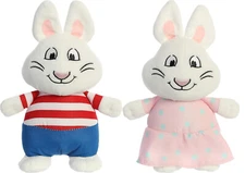 Max and Ruby set of 2 plush toys Aurora World 6.5”Bunnies Easter White Rabbits