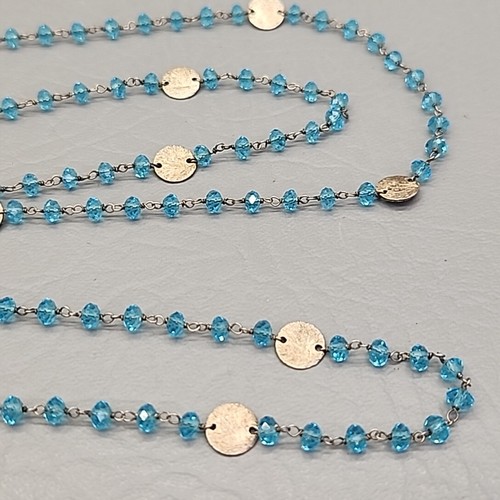 Vintage Beaded Necklace Dainty Blue Glass Linked 36" - Picture 5 of 16