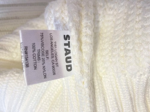 STAUD LILLIAN IVORY & NAVY TRIM OPEN KNIT TOP RIBBED JUMPER SIZE M RRP £260 - Picture 7 of 7