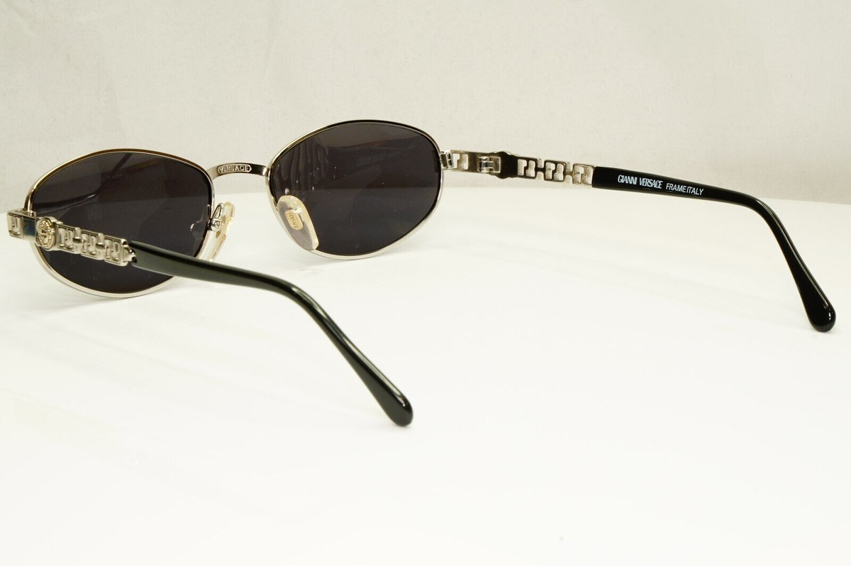 Gianni Versace 1995 Vintage Silver Medusa Retro Black Sunglasses