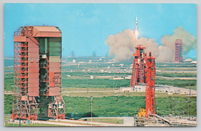 Postcard NASA Apollo 7 on Saturn Rocket Kennedy Space Center Chrome Vintage