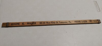 Vtg Eugene K Walker Lancaster Speed Queen Advertising Wood Slide Yardstick Ruler