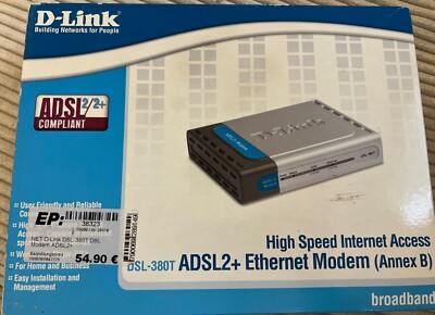 D-Link DSL-380T ADSL2+ Modem Annex B Broadband Neu High Speed Internet Access