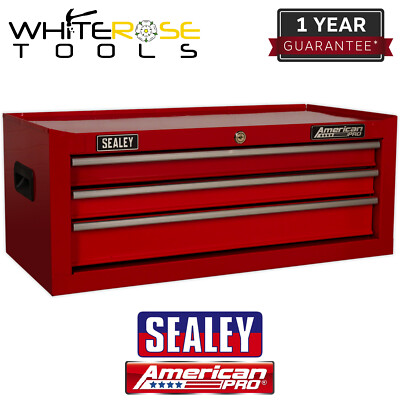 Sealey American Pro Mid-Box 3 Schubladen mit kugelgelagerten Gleiten - rot