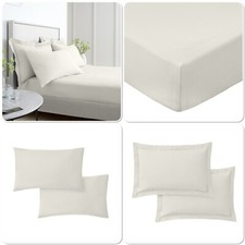 Image of Bianca 200TC Cotton Percale Extra Deep Fitted Sheet Or Pillowcases Cream