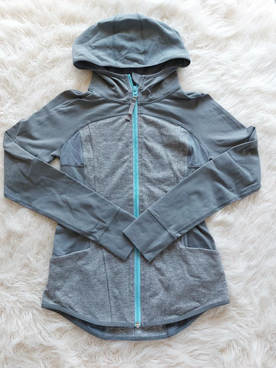 Ivivva by Lululemon Girl's Grey Scuba Zip Up Hoodie Jacket Size 14