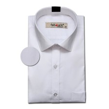 Fabmark High Quality Men's Formal Solid White Dress Shirt Business Shirt