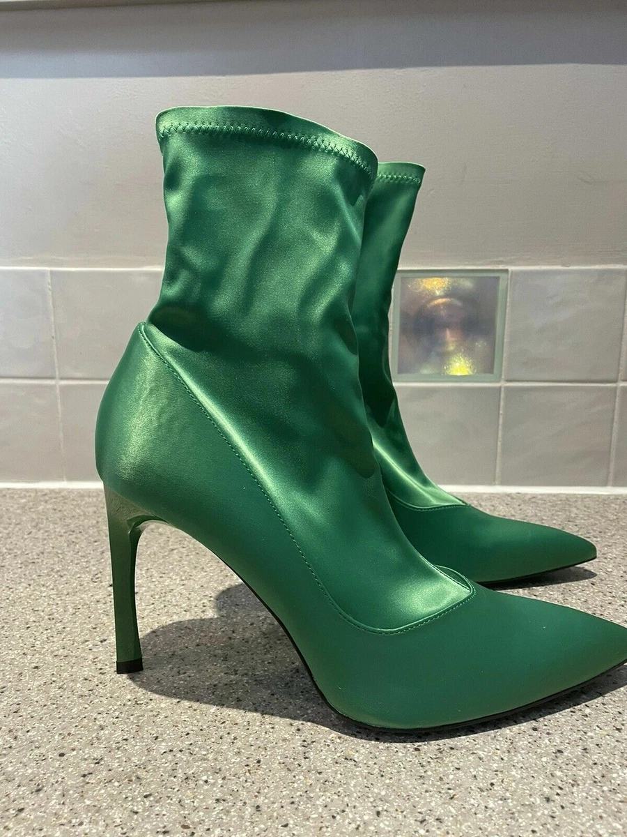 Amor Sage Green Slim Block Heel Ankle Boots | SIMMI London