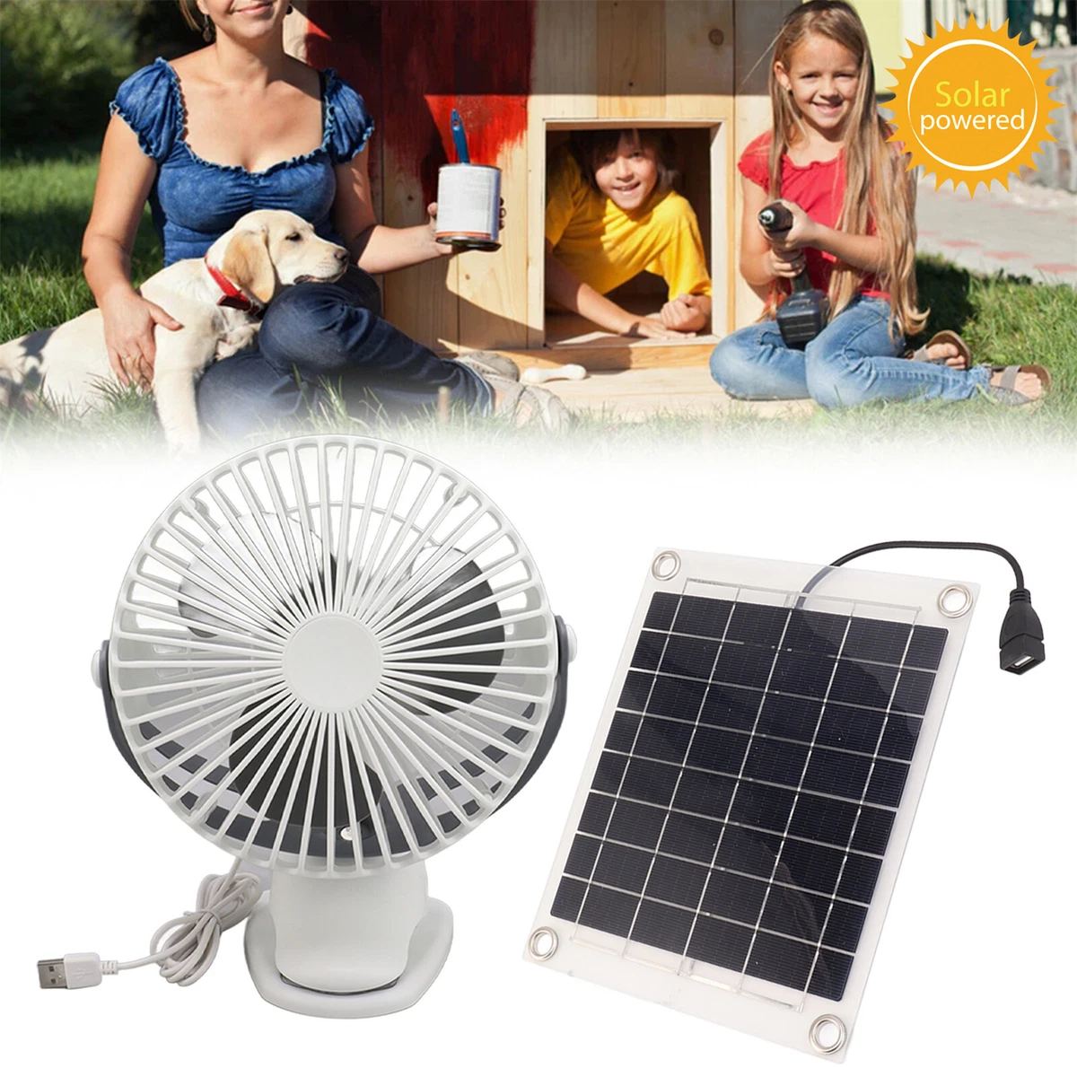 Solar Panel Powered Fan Mini Ventilator Exhaust Fan Greenhouse Motorhome  House | eBay