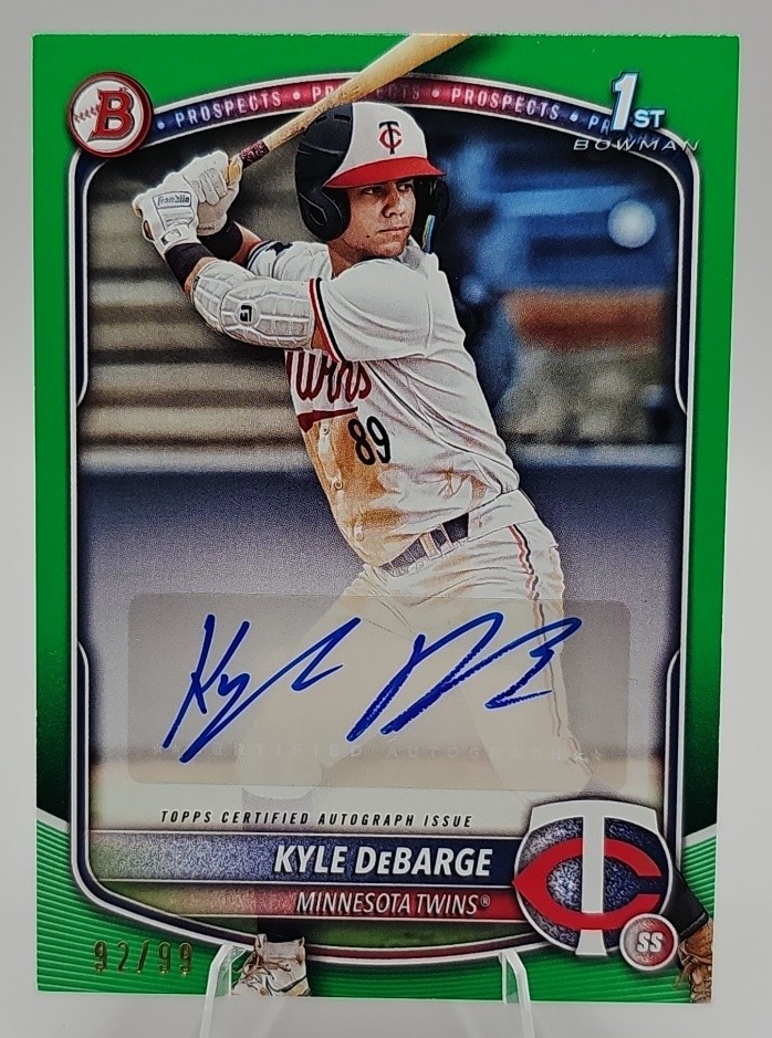 2025 Bowman Kyle DeBarge Auto Green Border /99 1st Prospect Minnesota Twins