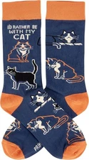Primitives by Kathy - I'd Rather Be With My Cat Unisex Socks, One Size