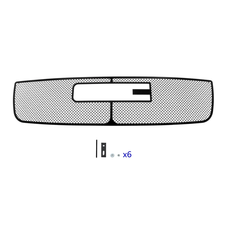 Se adapta a GMC Sierra 1500/2500/07 2003-2006 clásico superior acero inoxidable rejilla de malla negra Foto 2 de 3