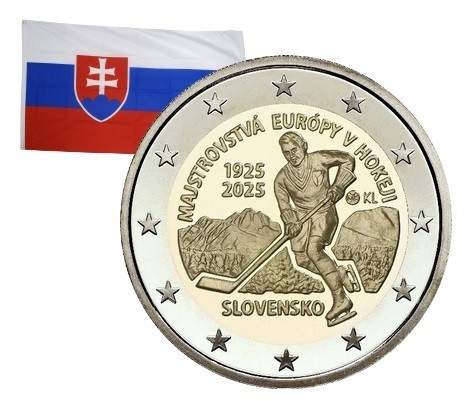 2 Euros commémorative Slovaquie Hockey sur glace 2025