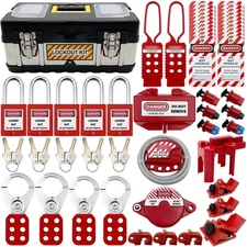 Lockout Tagout Kit - Clamp-On Circuit Breaker Lockout, Group Lockout Hasps, L...