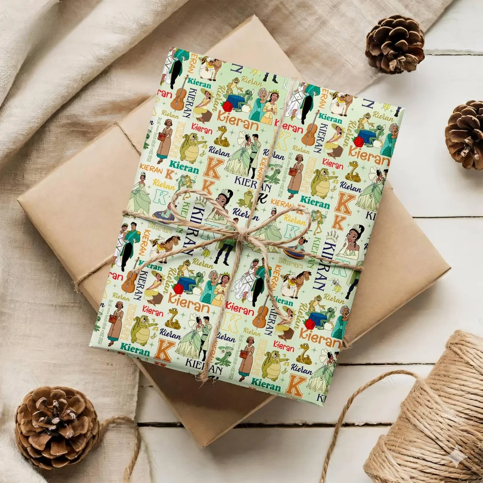 Papel de Envolver Personalizado Princesa Tiana Disney,Envoltura Retro Regalo Navidad 2025 Foto 4 de 4