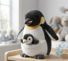 Penguin with Baby Plush Mom and Child Stuffed Animal Soft Toy Cute Nursery G