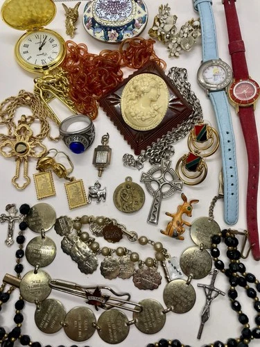 Vintage Estate Jewelry Lot - Junk Drawer - Bakelite - Sterling 925 - 20 pcs.