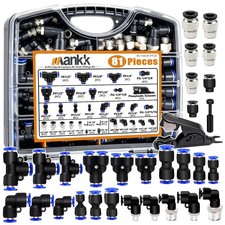 Quick Connect Air Hose Fittings Kit 1/8" 1/4" 3/8" 1/2" Push to Connect Fitti...