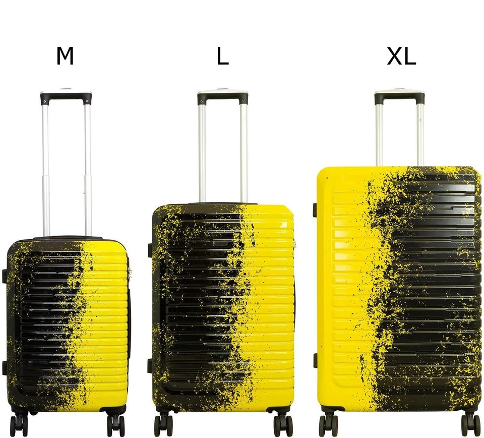 Hartschalen Trolley Zwei-Farb-Print Sierra Gelb-Schwarz Einzeln Set Gr. M,L,XL - Bild 2 von 4