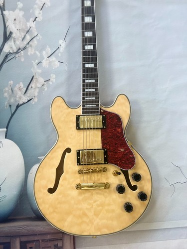 NUOVO 339 Log Gold Chitarra Elettrica Semi-cava Rosso Lucido Battipenna Oro Hardware