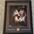 J.J. Watt Signed 11x14 Photo Framed It’s 22x30 Texans Flag JSA COA