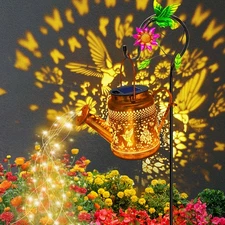 Solar Lanterns Outdoor Waterproof, Hummingbird Watering Can Garden Decor, Han...
