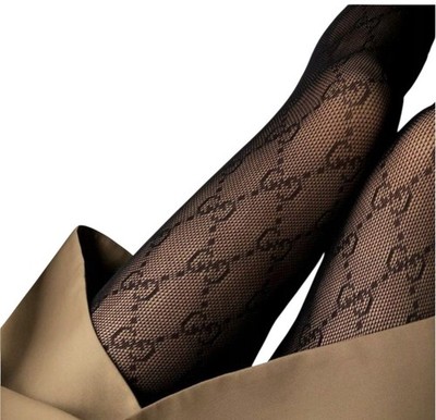 Damen Netzstrumpfhose mit GG-Muster   Schwarz - Elegant, Sexy & Modisch
