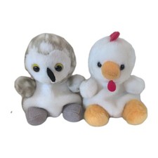 Aurora Soft Toy - Palm Pals Snowy Owl Cooper Chicken Lot 5"