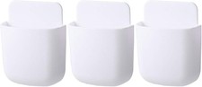 3 Pcs Remote Control Holder Wall Mount Self Adhesive Case White