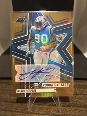 JULIUS PEPPERS 2025 Panini Rookie&Stars Gold FOIL Auto 028/199 #94 PANTHERS