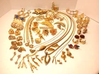 Vtg 46 Pc Golden Estate Jewelry Lot 14K Trifari Coro 1961 Lisner SC AK Monet+
