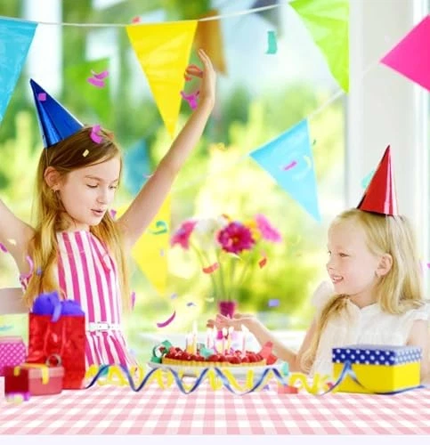 Corredor de mesa de guinga rosa claro 6 piezas corredor de mesa gingham rosa y blanco 6 piezas Foto 4 de 4