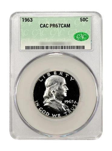 1963 Proof Franklin Half Dollar 50c CAC Grading PR67 CAMEO - Very Clean!
