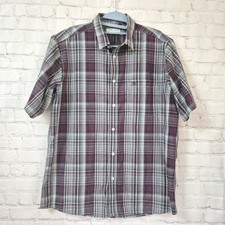 James Pringle Golf  Cotton Shirt Purple Grey Med Short Sleeve EWM Casual Shirt