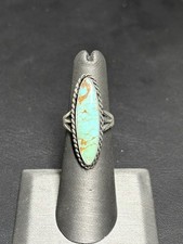 NATIVE AMERICAN BELL TRADING 925 STERLING SILVER AND TURQUOISE RING SIZE 5.25