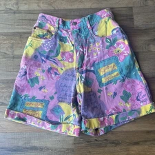 Vintage Gitano 90s Y2K Floral Art Denim High Rise Shorts Sz S 6 W 24