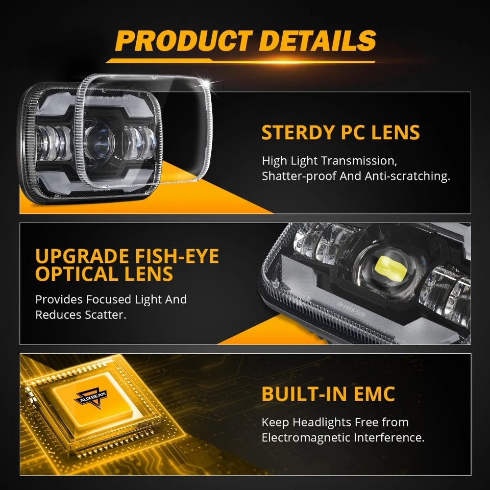 DOT 156W 7x6" 5x7 LED 车头灯灯泡适用于马自达皮卡 B2000 B2200 B2600 1986-93 — 第 3/4 张图片