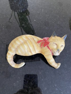 John Wright Cast Metal Cat Tabby Shelf Sitter Sleeping Orange Tabby Cottage
