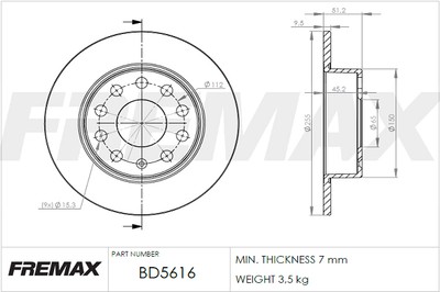 Remax BD-5616 Brake Disc for Audi, Seat, Skoda, VW