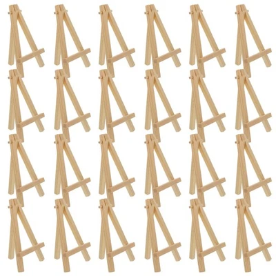U.S. ART SUPPLY 24pk 5" Mini Natural Wood Display Easel A-Frame Artist Tripod Table Holder Stand