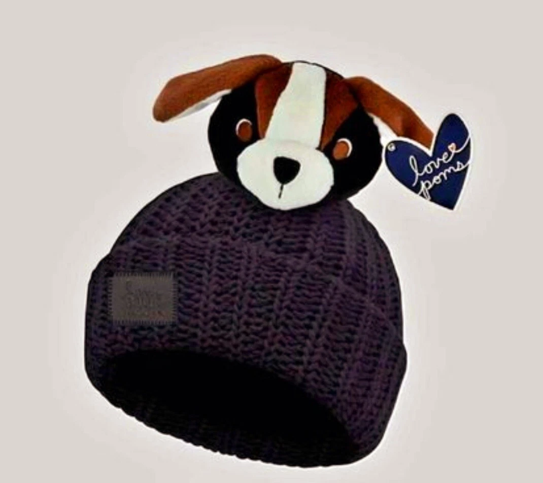 Love Your Melon 0-6 mo. Pom Beanie Stocking Hat Puppy Dog Baby Toddler Knit
