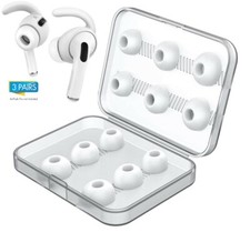 12 Pieces Replacement Earbud Tips for AirPods Pro Silicone S,M,L 3 Pair Hooks