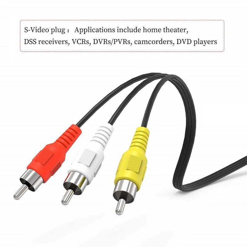 4Pin 4p S-Video to 3 RCA Male to Male M/M Adapter Cable Cord Wire Lead Cord 3RCA - Image 4 of 4